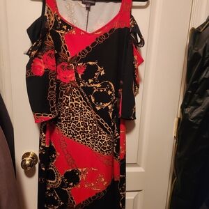 Elegant Red and Black Women's Dress Size XL